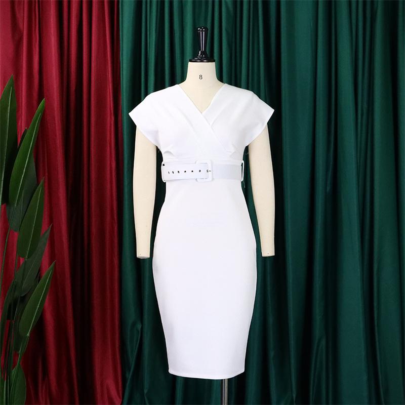 V-Ausschnitt Temperament mit Gürtel Plus Pendelkleid Größe Damenbekleidung Mode Abnehmen