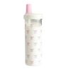 Pink Bow Print Water Bottle with Straw Lid 700ml Cute