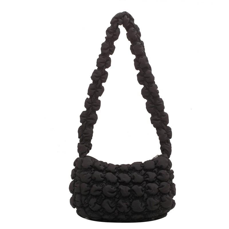 Cute Western-style Armpit Bag Women's Casual Bubble All-matching Niche Handbag Candy Color Pleated