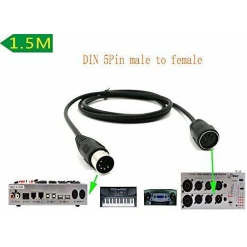 SinLoon 1.5 Meter MIDI Extension Cable, MIDI DIN 5-Pin DIN Male to Female Audio Cable for MIDI/AT Keyboards, MIDI Keyboards (Synthesizers, Organs, Ele