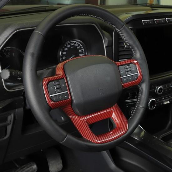 כיסוי פנל הגה מסיבי פחמן אדום לפורד F150 + אביזרים