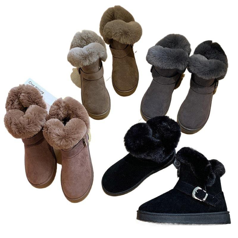 2025 nye snøstøvler dame student korte støvletter vinter bomullssko damestøvler koreansk versjon tykkere fløyelssko
