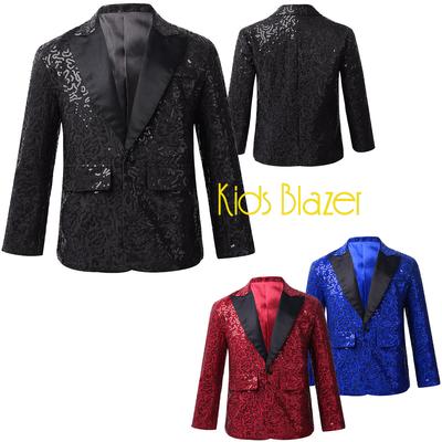 Bambini Ragazzi Paillettes Revers Un Bottone Blazer Camicia Giacca per Matrimonio Banchetto Festa Abbigliamento Formale Abito