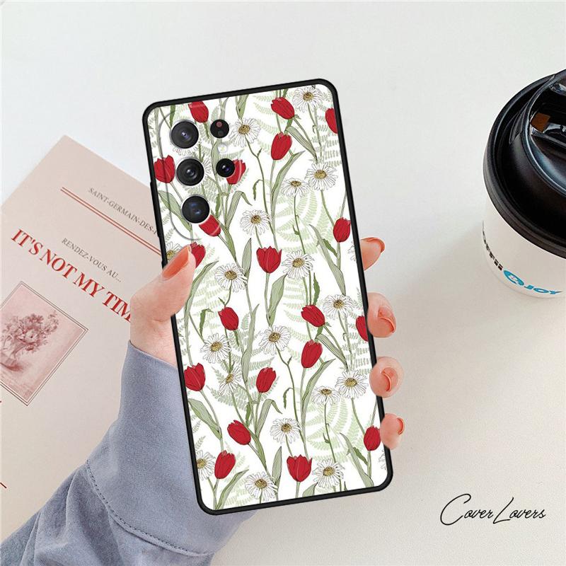 Tulip Flower Phone Case For Samsung Galaxy S24 S25 S23 S22 Ultra Note 10 20 Plus S20 S21 FE Cover