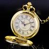 Luxury Gold Time Gear Embossed Necklace Quartz Pocket Watch Steam Punk Old Fashion Necklace Timing Pendant Watch Gift
