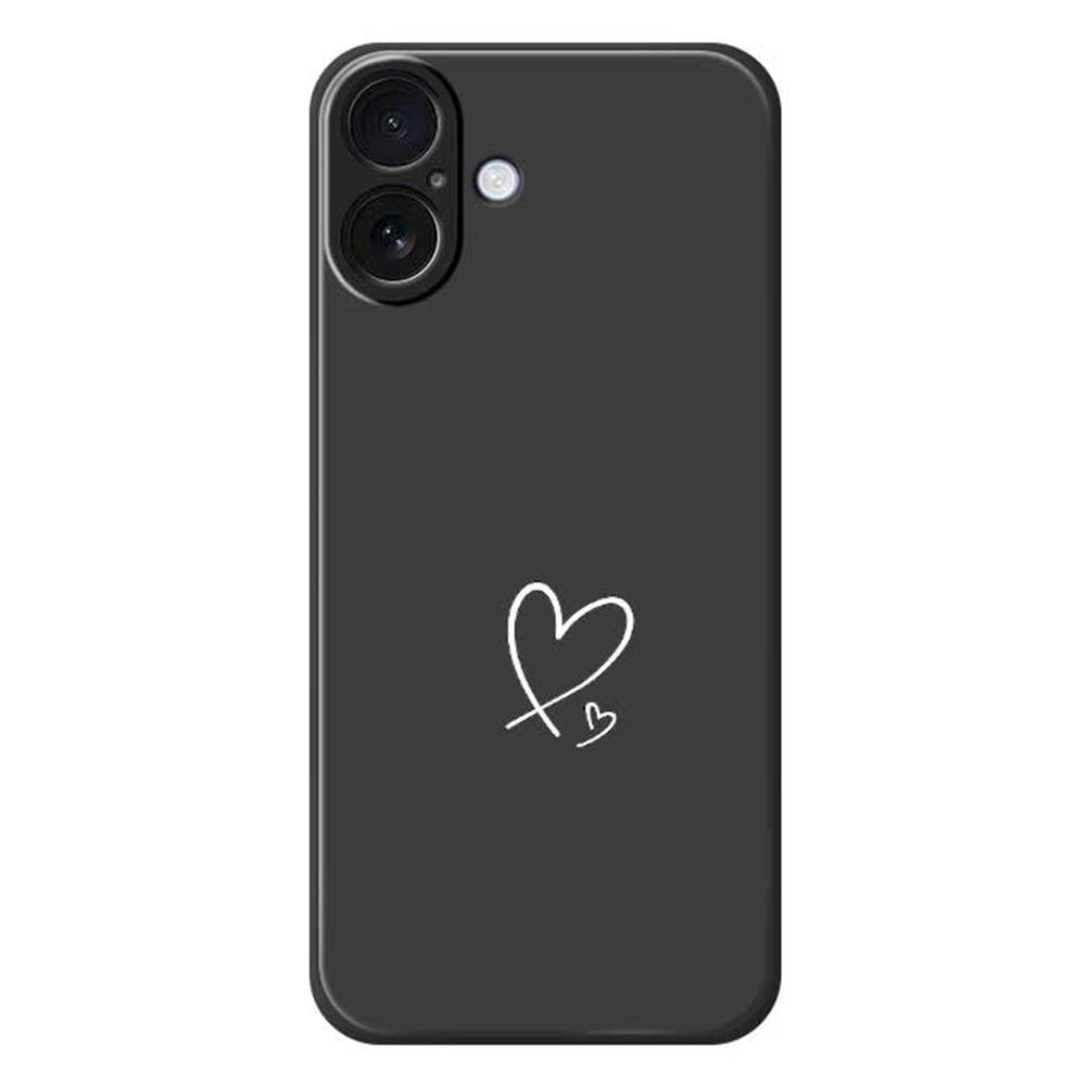 For iPhone 17 Case White Love Pattern Printing Straight Edge TPU Phone Back Cover