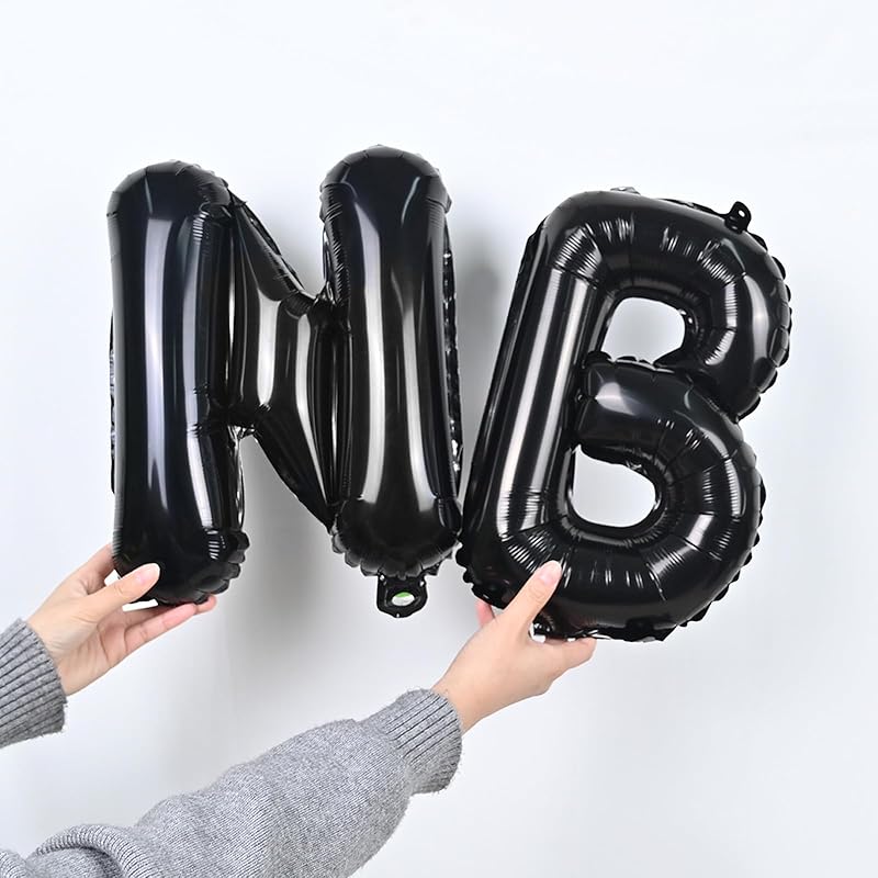 Lausatek Alphabet A-Z Balloon Set, Black Letter Balloons for Birthdays, Parties, Events, and Photography (26 Pieces)
