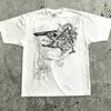 T-shirt Imprimé Style Gothique Classique YK T-shirt Surdimensionné Hauts de Rue Gothique Col Rond Hauts en Coton Hommes Femmes T-shirt