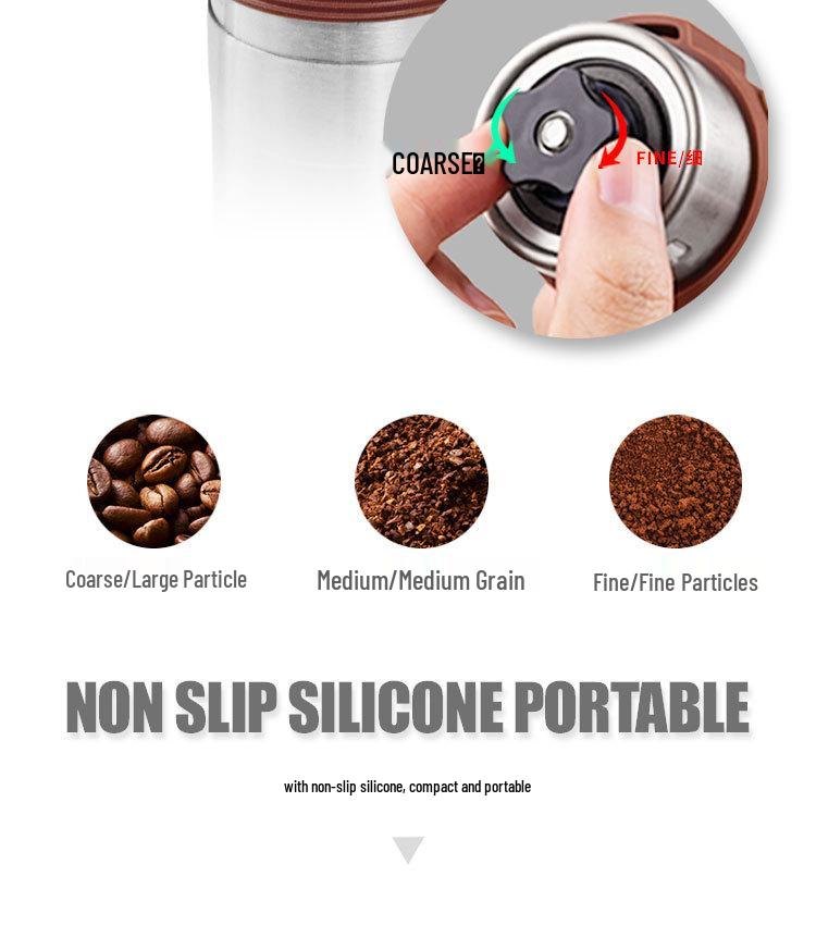 Uppgraderad bärbar kaffebryggare med handvev och manuell kaffekvarn i 304 rostfritt stål