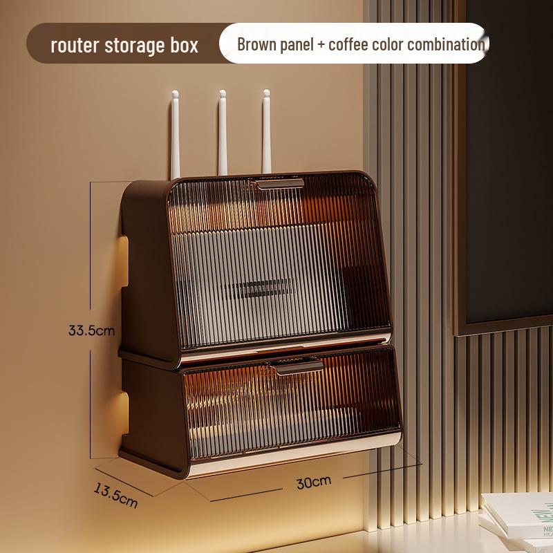 Wall-Mounted Multi-Functional Storage Box for WiFi Router, Power Strip, and Cable Management