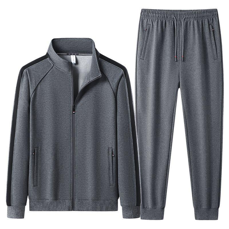 Spring Autumn Men's Tracksuit Cotton Sports Suit Sweatshirt  2-piece Set Middle-Aged And Elderly Casual Cardigan Hoodies Set