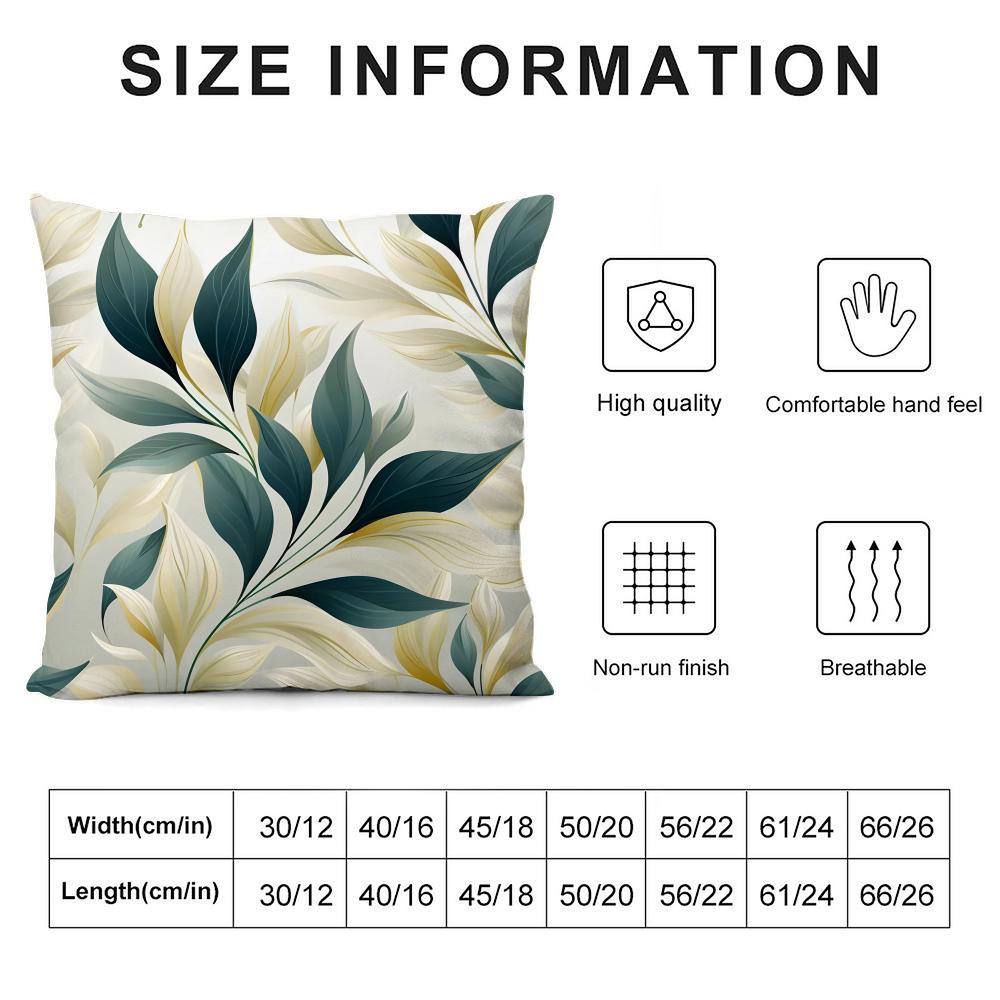 Leaves Ins Cushion Cover Pillowcase Ultra Soft Skin Friendly Fabric Cloud Like Comfort & Concealed Zipper