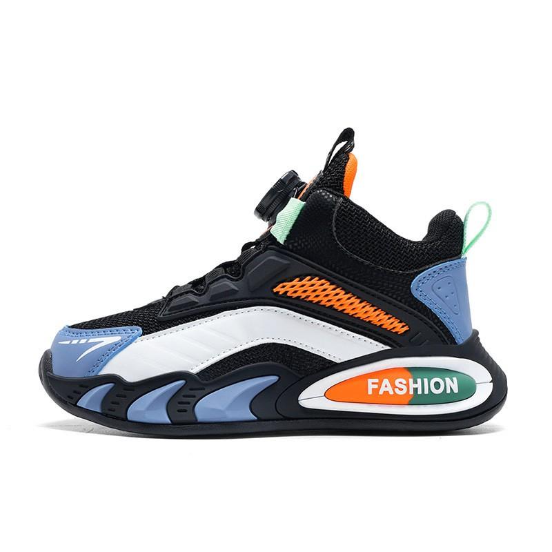 Boys Mesh Running Shoes Kids Rotating Button Sneakers School Sports