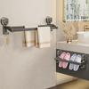 Strong Load-bearing Aluminum Towel Rack Grey Bathroom Organizer Double Pole Rack  Bathroom