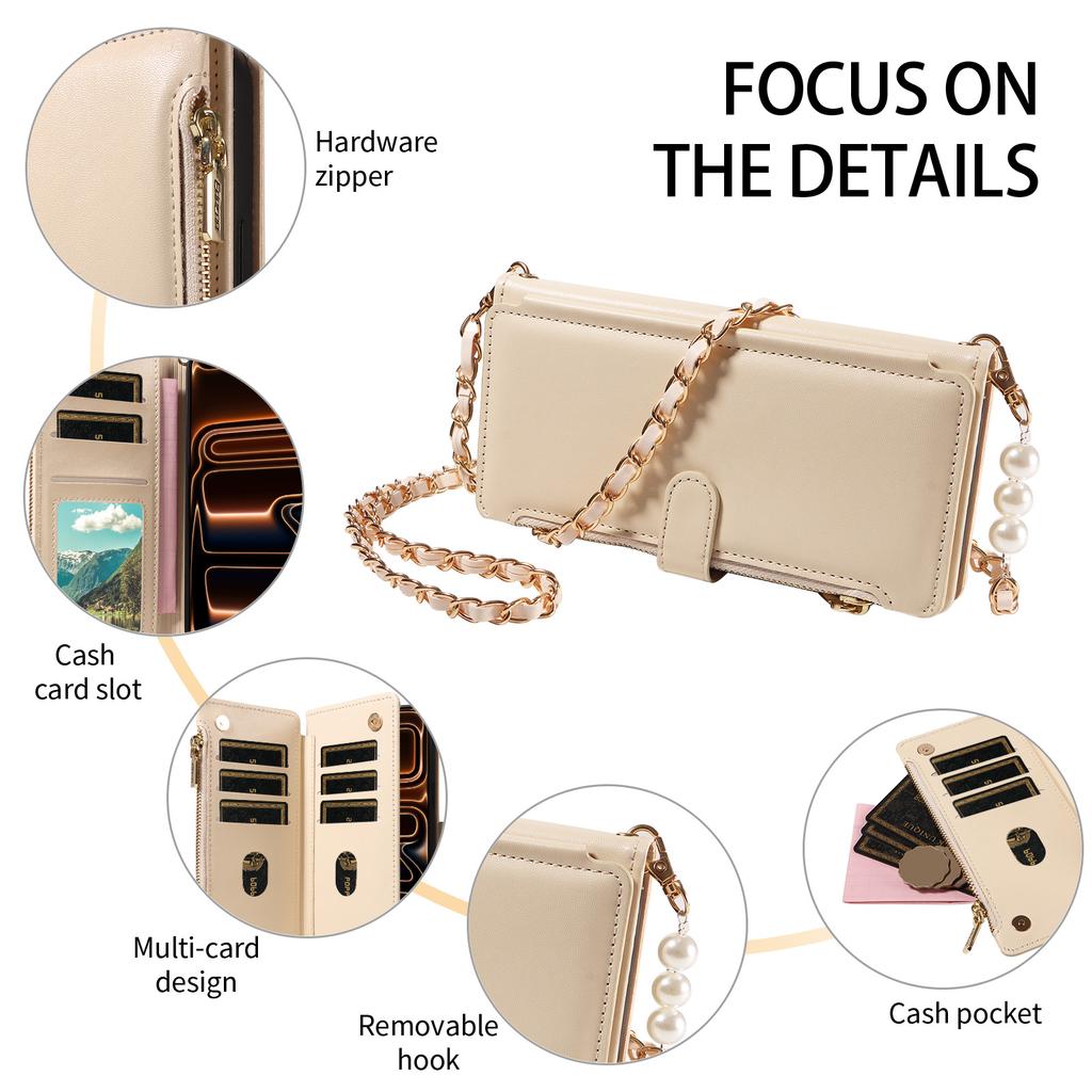 Faux Leather Phone Case for Samsung S26 S25 S24 23 S22 S21 S20 Plus FE Ultra Edge Magnetic Button Closure Wallet ZIPPER AndRFID