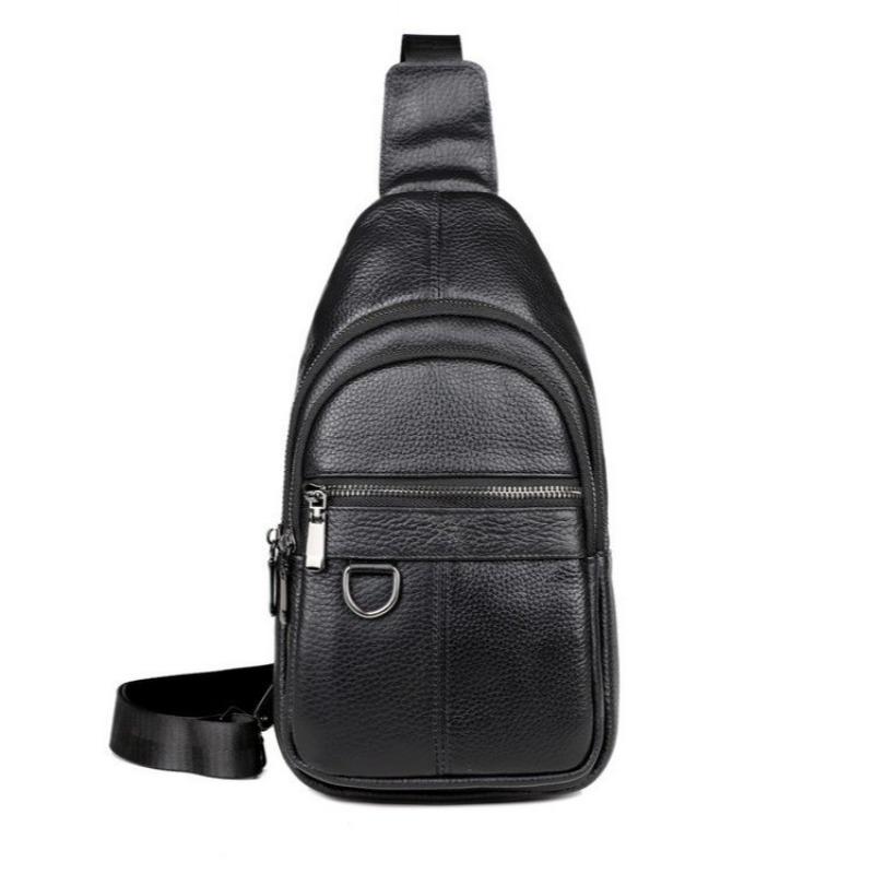 Genuine Leather Men's Chest Bag, Casual and Fashionable Crossbody Single-shoulder Bag, Durable Backpack