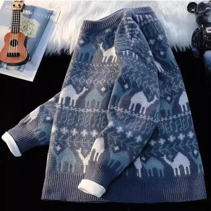 Men's Autumn and Winter Sweaters Knitwear, Loose, Retro, Lazy Style, Versatile for Wearing Outside