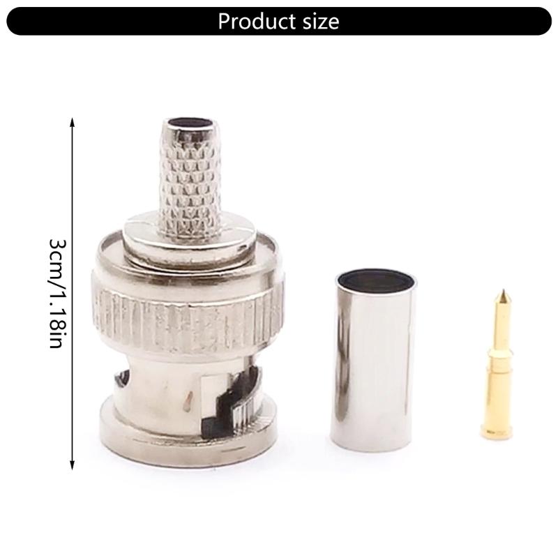 5 Pack/10 Pack BNC Male Crimp Connector 50Ohm Connector for RG58 RG59 Low Loss Coax Cable BNC Type Solder Converter