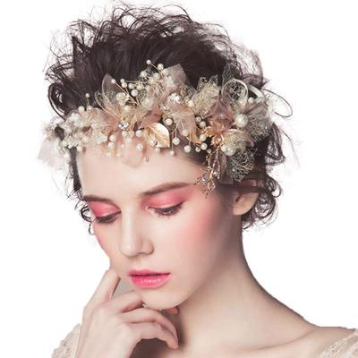 AVILMORE Haarreif mit Blatt- und Perlenmotiv, kleine Blume, Hochzeitskopfschmuck, Haarschmuck, Rezital-Haar-Accessoire, Hochzeitseingangszeremonie, Abschlusszeremonie