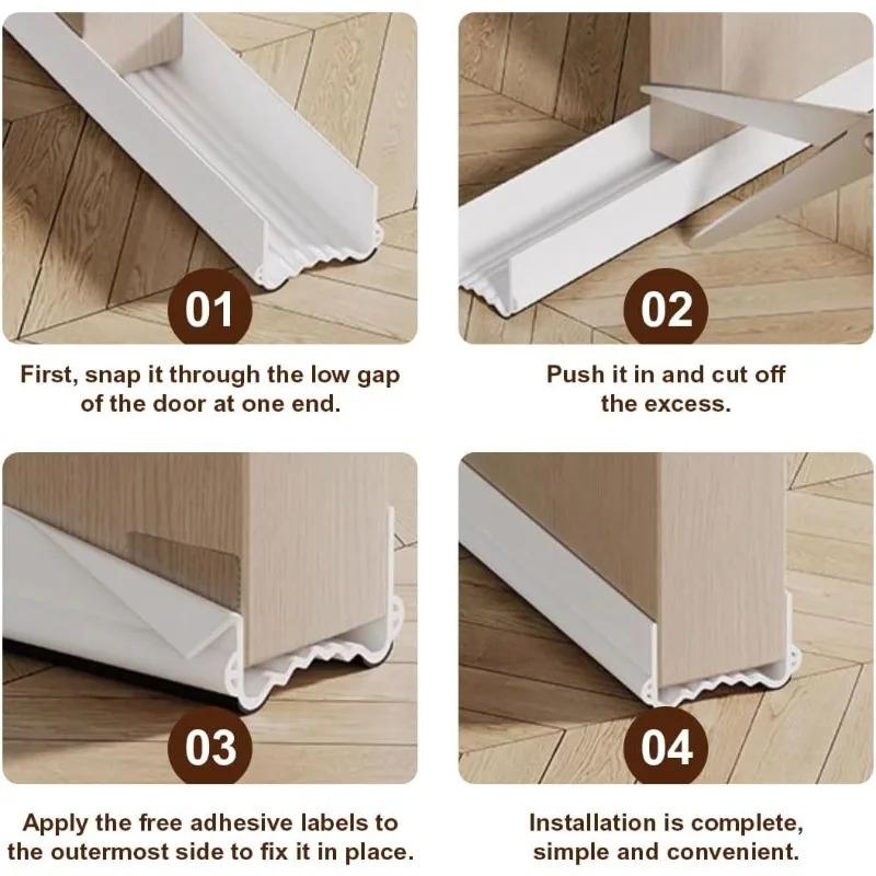 Self Adhesive PVC Door Bottom Seal Strip 1M for Wind Noise Dust Proof Weather Stripping for Interior and Exterior Doors