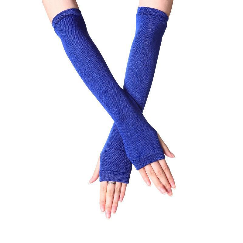 Korean Style Women's Long Fingerless Wool Gloves - Cute Half-Finger Design for Autumn and Winter