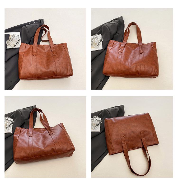 High-End Retro Tote Bag: Stylish, Large Capacity Shoulder Handbag for Commuting
