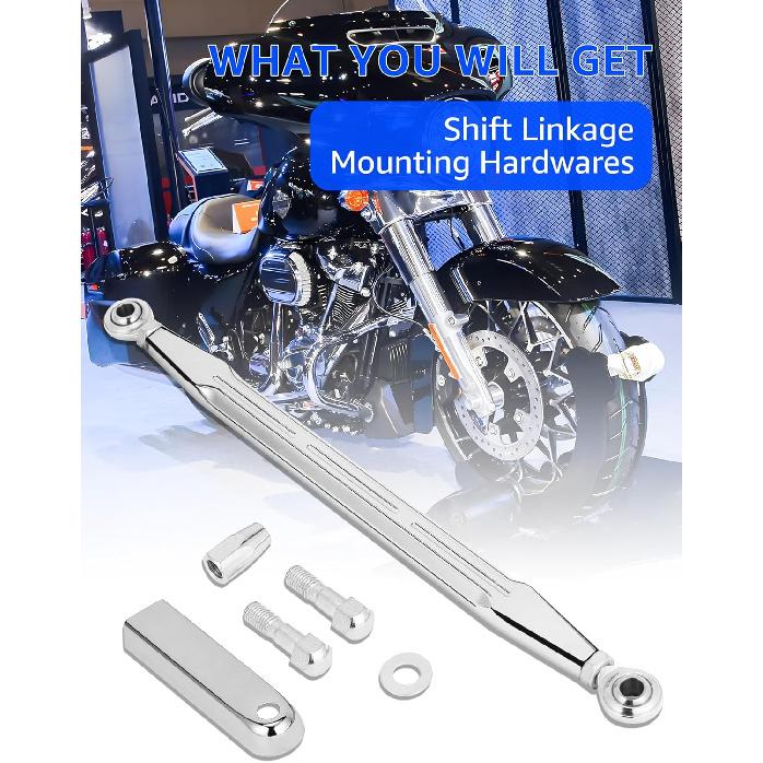Shift Linkage Chrome, Motorcycle Gear Shifter Shift Rod Lever Compatible for Harley Davidson Street Glide, Electra Glide, Road Glide, Road King,
