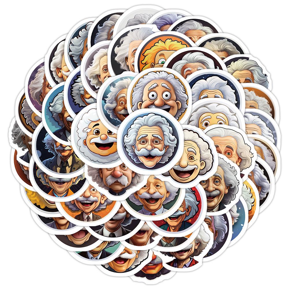 

50 Cartoon Einstein Graffiti Stickers - Nordic Style Decorative Stickers for Water Bottles and Computers