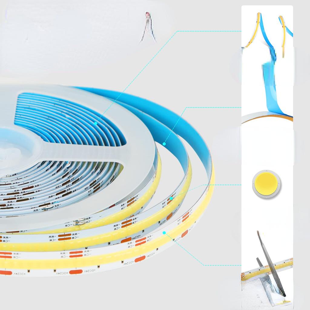 New 16.4ft Flexible Cob Strip Light - Cool White, Natural Light, and Warm for Living Room, Cabinet, Counter - Ideal for Home Dec