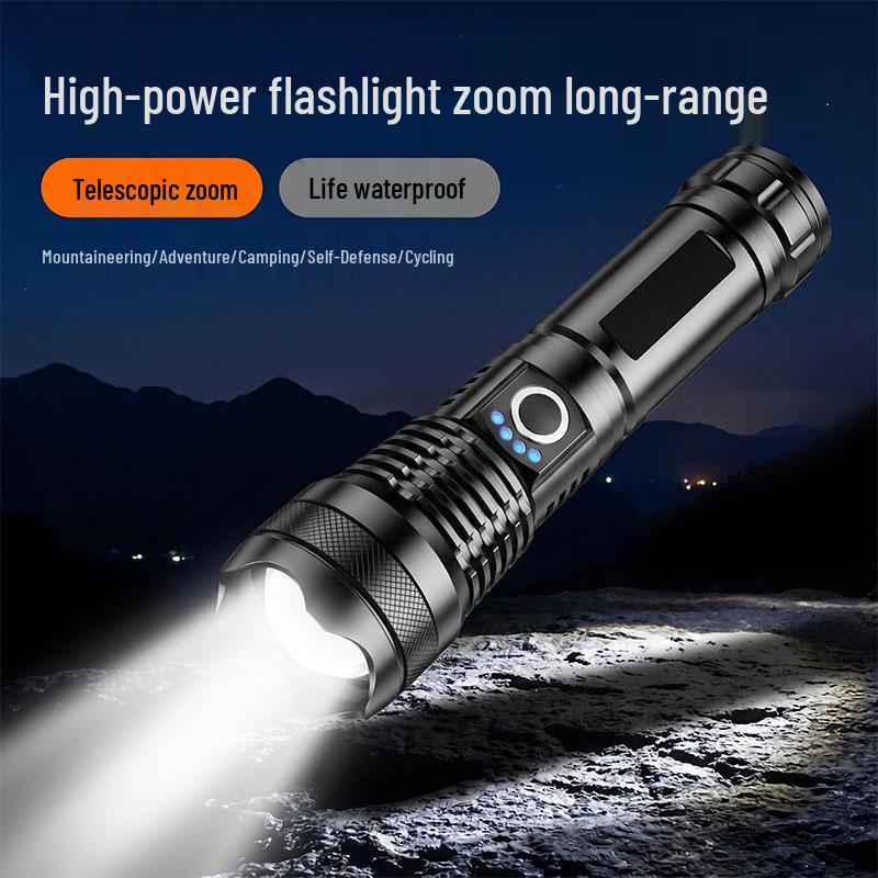 High Brightness P50 Telescopic Zoom Multi-functional Outdoor Emergency Flashlight