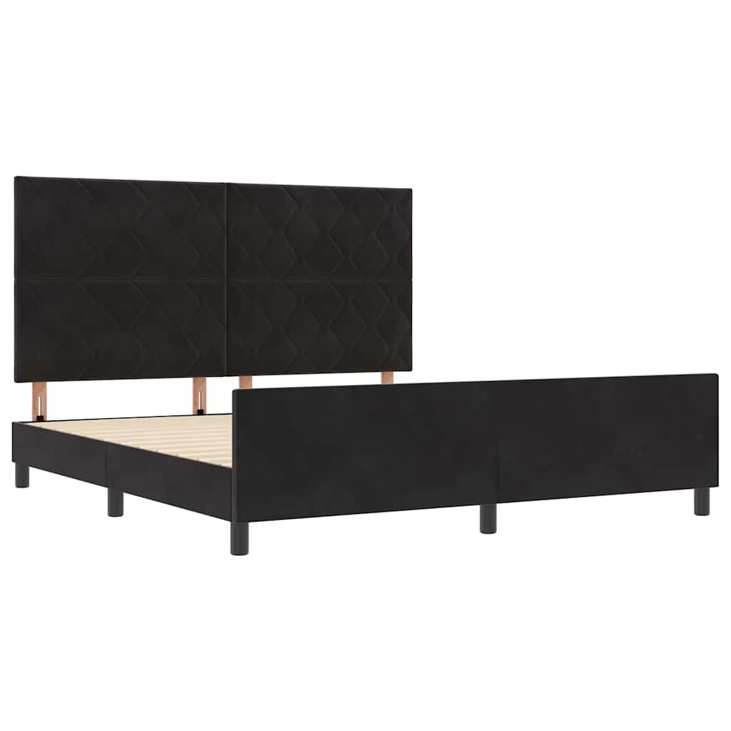 Boxspring Bed with Headboard Black 180 x 200 cm Velvet