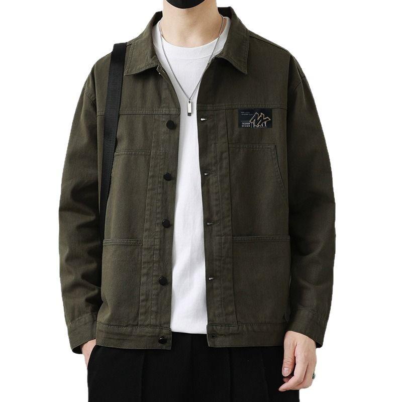 

Весенняя мужская простая хлопковая однотонная рубашка с длинным рукавом в стиле рабочей одежды, корейская свободная спортивная повседневная модная рубашка 4XL