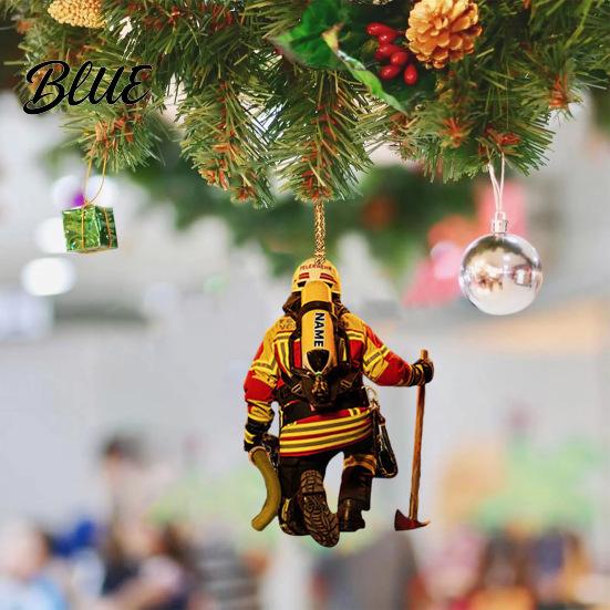 Interior Rearview Pendant Christmas Tree Firefighter Ornament with Lanyard Widely Used Decoration Car Mirror Hanging Fireman Uniform