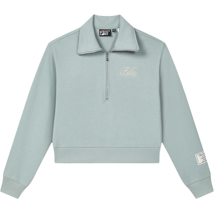 FILA Original Series Fashion American Comfortable Loose Sweatshirt Women sweatshirt Chaos-Grey-Green F11W439212F-GN