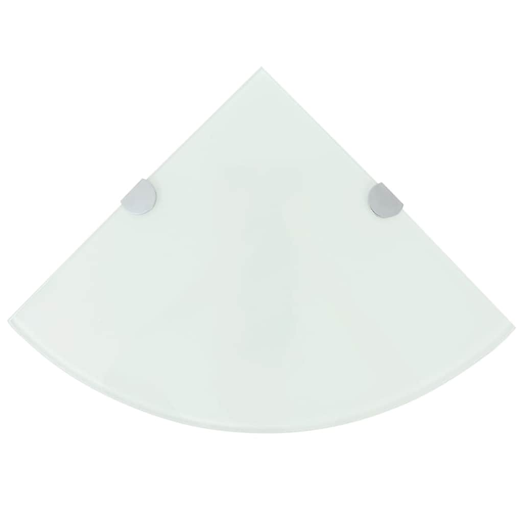 vidaXL Eckregale 2 Stk. mit verchromten Halterungen Glas Weiß 35x35 cm anti-blitz weiße
