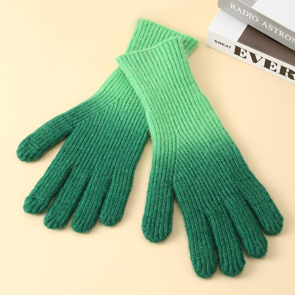 Gradient Color Touch Screen Mitten Cold-Proof Thicken Warm Gloves Winter Knitted Gloves Driving