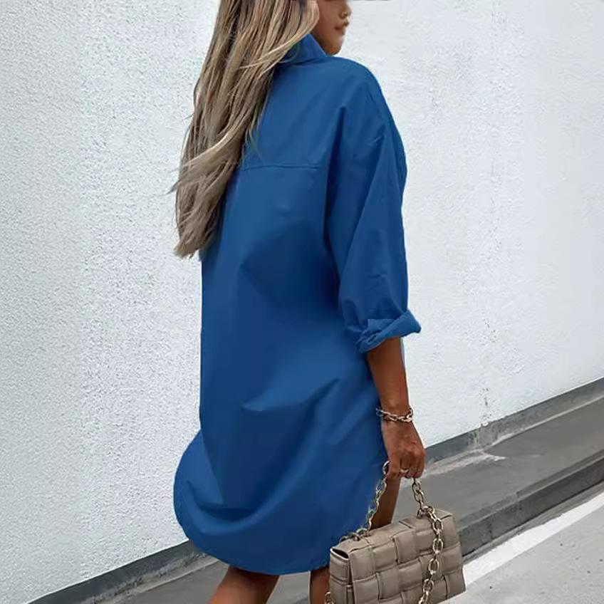 

Модная новая рубашка женская темпераментная рубашка с длинными рукавами женская повседневная свободная верхняя часть XS синий