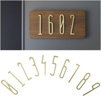 Nordic Style Address Digit 0-9 Brass House Number DIY Office Hotel Apartment Dorm Door Plaque Sign Exterior House Number Outdoor