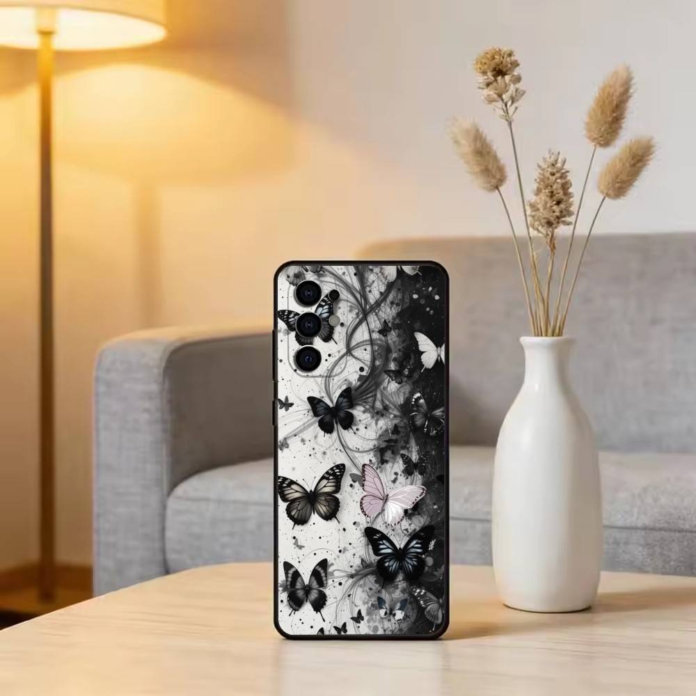 Dark Butterfly Series Phone Case For Samsung S25,S24,S21,S22,S23,S30,Ultra,S20,Plus,Fe,Lite,Note,10,Black Cover