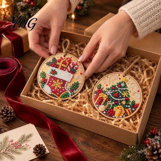 DIY Hanging Ornaments for Adults 6 Pcs Christmas Faux Pearl Painting Art Kit Adults, Holiday Craft Sets Beginners Diamond Kits, Gem Window Tree