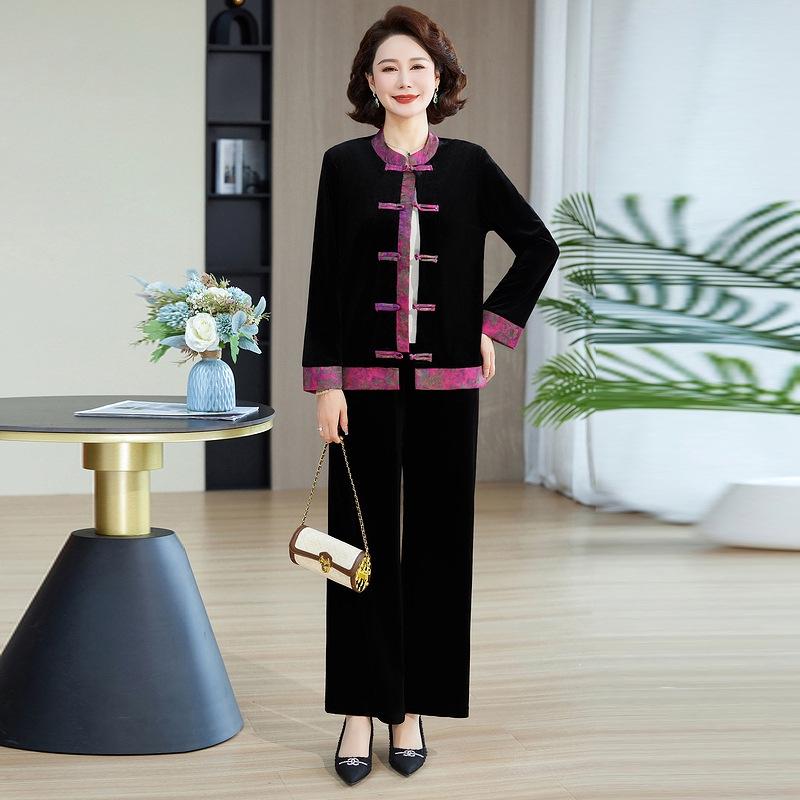 Elegant Autumn Two-Piece Suit for Stylish Middle-Aged & Elderly Women