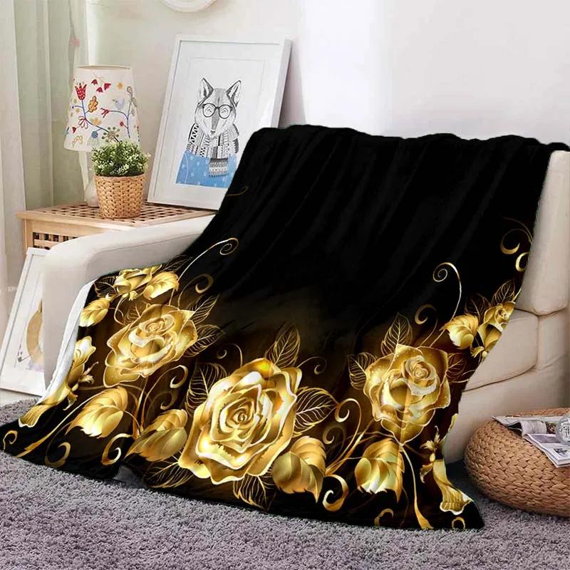 Red Roses Flannel Throw Blanket Valentine's Day Romantic Flower Blanket for Bed Sofa Couch Super Soft Lightweight King Full Size