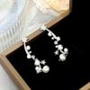 Elegant Zircon Star Pearl Stud Earrings and Ear Clips for Women – High-End Silver Needle Design