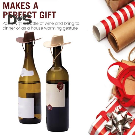 Cowboy Hat Wine Stoppers Silicone Bottle Toppers Air-Tight Seal Reusable Wine Corks Fits Standard Champagne Bottles