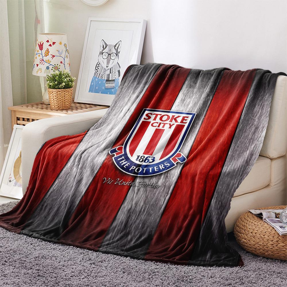 Stoke City Football Club Flanelldecke mit Aufdruck, Hohe Qualität, Bequem für alle Jahreszeiten, Heimdekoration, Wärme und Komfort