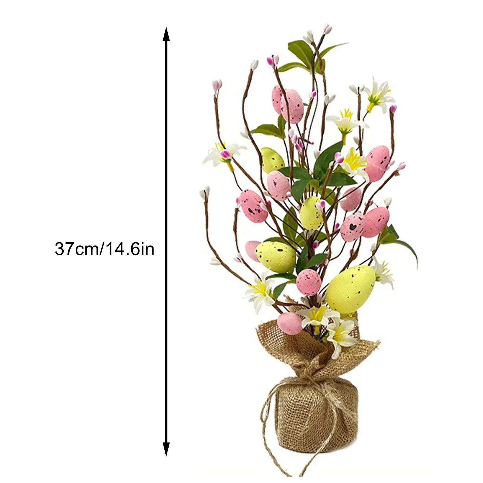 Пасхальное Яйцо Льняное Дерево Цветные Пасхальные Яйца Украшения Весенняя Вечеринка Настольные Пасхальные Украшения Зеленые Растения розовый