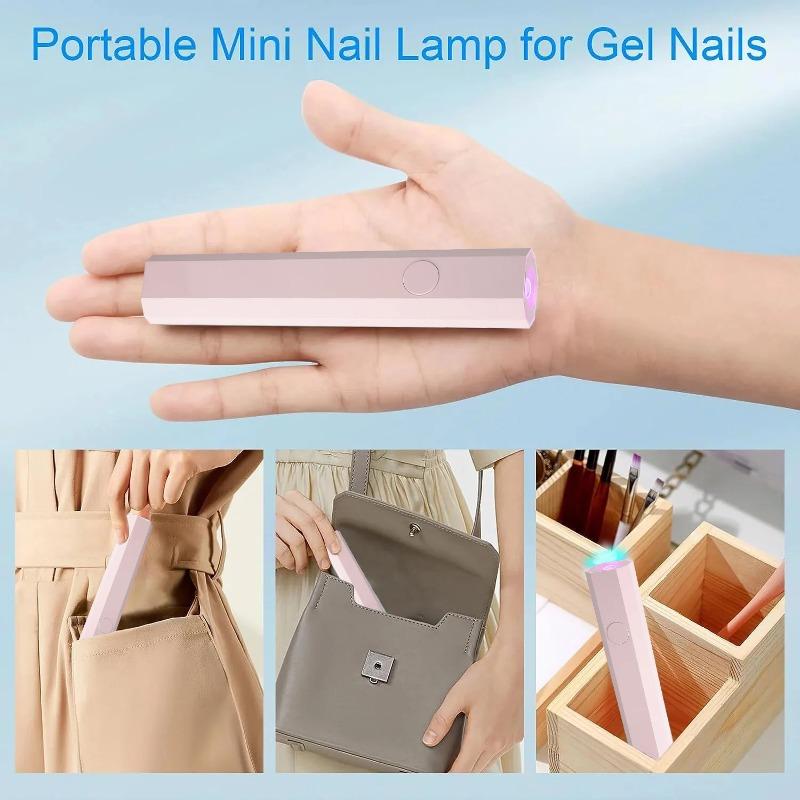 Portable UV/LED Nail Lamp - Handheld Cordless Gel Polish Dryer for Fast 60s Curing, Mini Manicure Light for Home & Travel Use