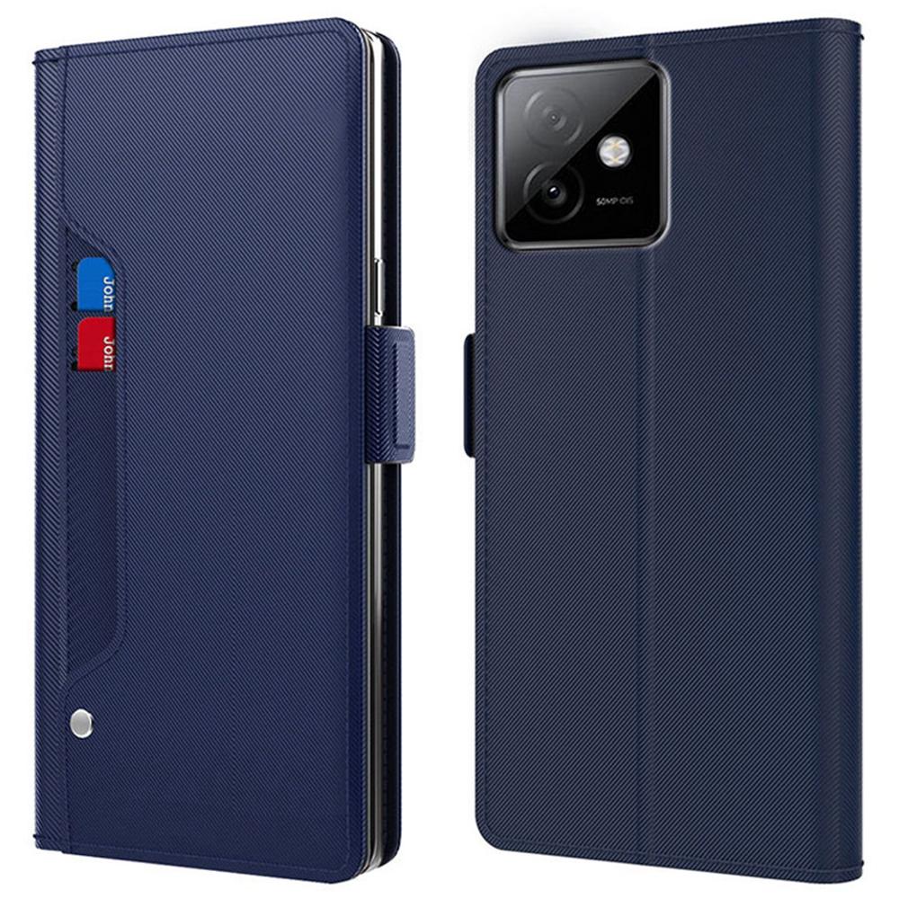 

For Honor X60 GT 5G Case Stand PU Leather Phone Cover Card Holder Mirror Blue