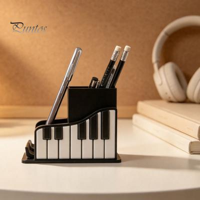 Schwarz-Weiß Schreibtischzubehör Klavierform Stifthalter, Kreativer Musik-Themen-Organizer, mit Handy-Büromaterialien Dekor Halter Design, Schreibwaren