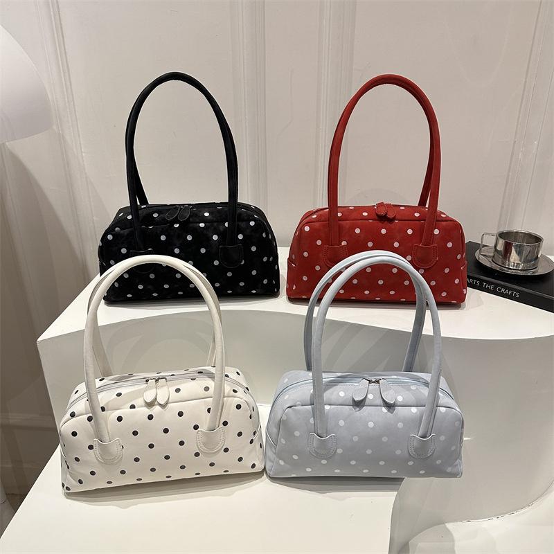 Yogodlns New Large Capacity Shoulder Bags Zipper Polka Dot Bowling Underarm Bags For Women Minimalist Shopper Handbag